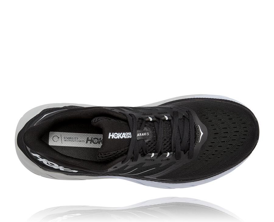 Hoka One One Mens Running Shoes - Arahi 5 - Black/White - MHIA31258